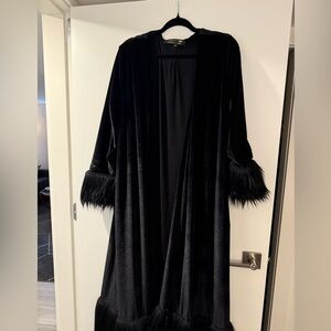 Jennafer Grace Black Velvet Faux Fur Cuff Penny Lane Style Coat Size M
